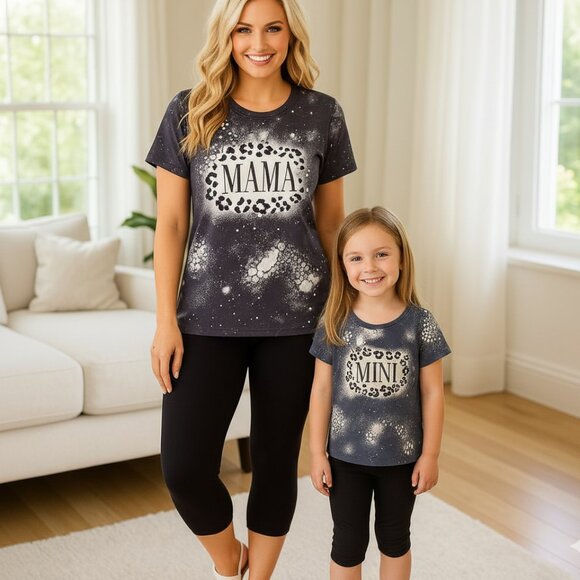 L/XL NEW Girls "MINI" Print Graphic Tee Cheetah - Mom and Me Matching Shirts - Picture 4 of 7